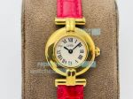 Swiss Must De Cartier Quartz Vintage Watch Gold Case White Dial Plum Red Leather